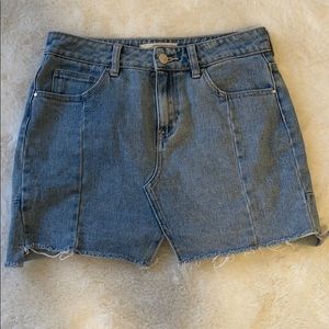 PACSUN Jean Mini Skirt with distressed hem